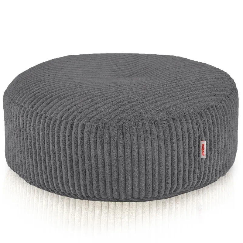 Round footstool and extra seat in soft corduroy