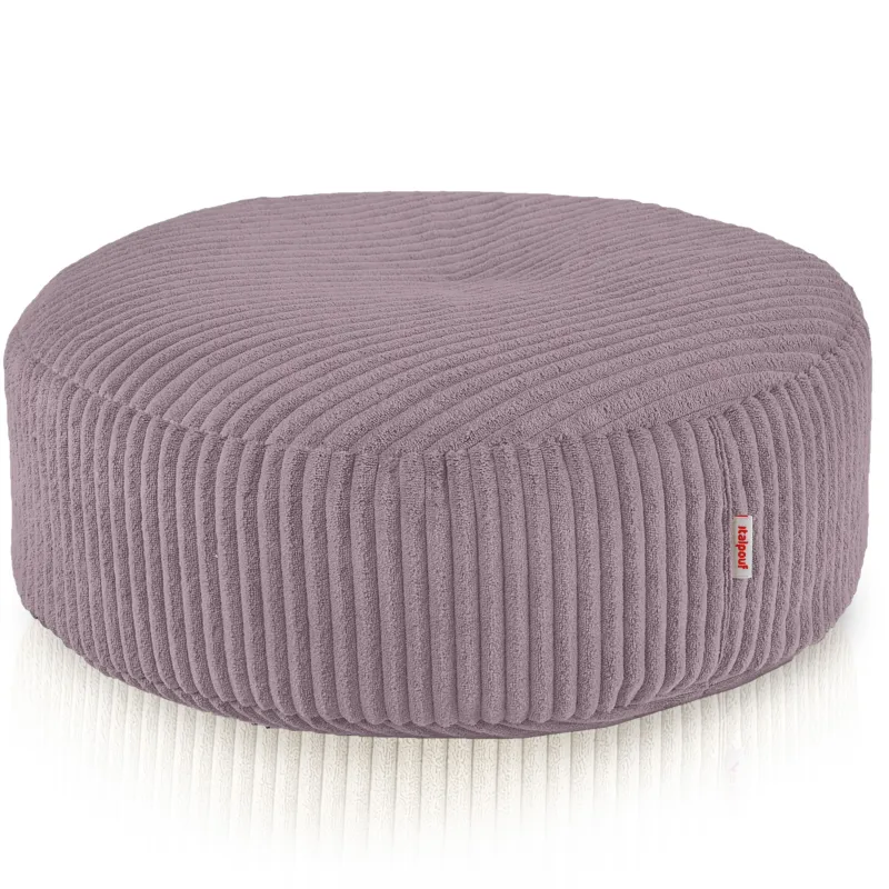 Round footstool and extra seat in soft corduroy