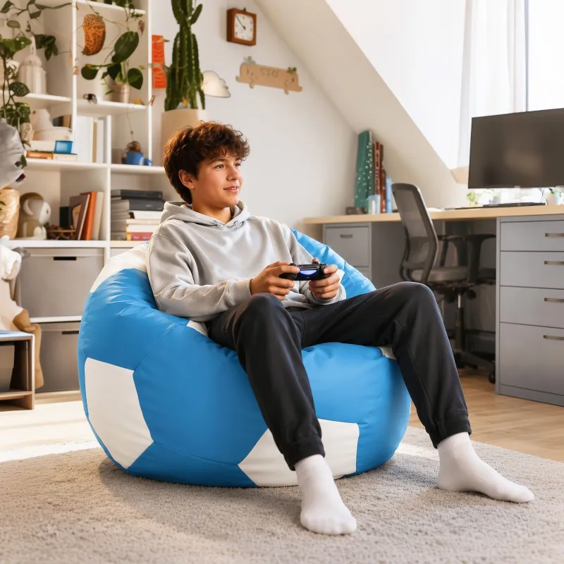 Football Bean Bag Chair XL for Kids - Faux Leather