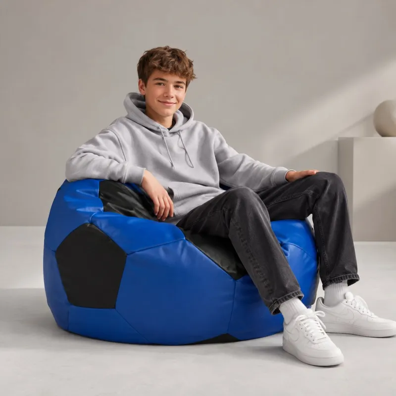 Football Bean Bag Chair XL for Kids - Faux Leather