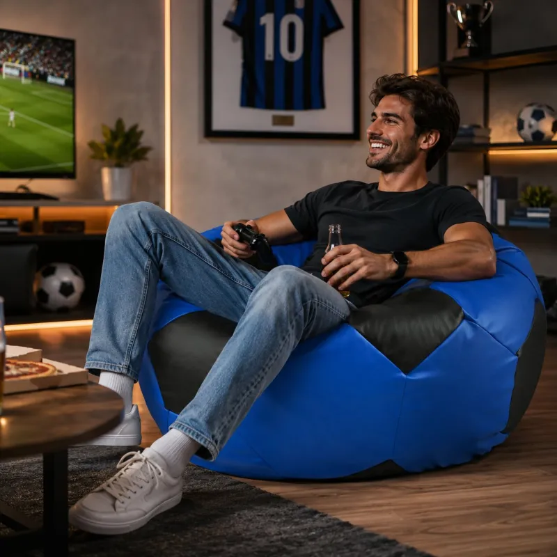 Football Pouf Chair XXL - Faux Leather, Premium