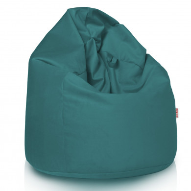 Blue large bean bag velvet