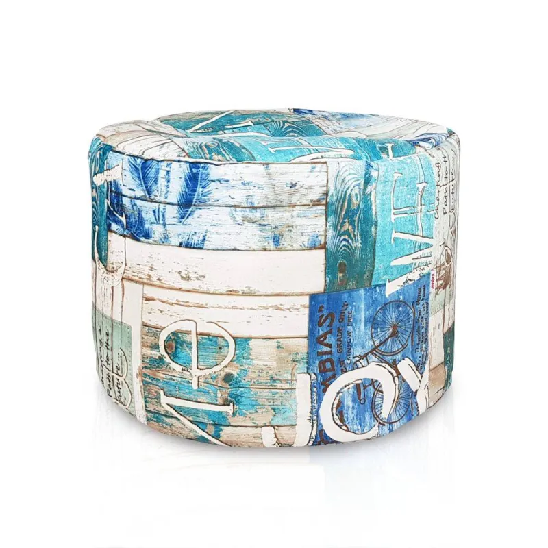Round Cylinder Pouffe - Premium Printed Fabric – view 11