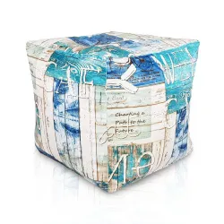 Square Cube Ottoman - Premium Printed Fabric