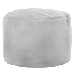 Round Cylinder Pouffe - Yeti Faux Fur