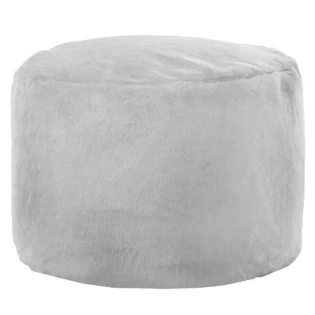 Round Cylinder Pouffe - Yeti Faux Fur