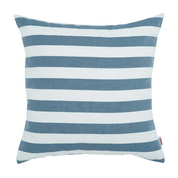 Blue navy white stripes pillow square 