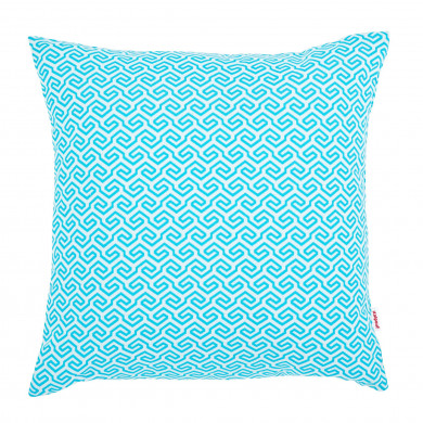 White and blue Meander pillow square