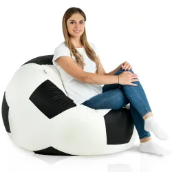 Black football bean bag pu leather