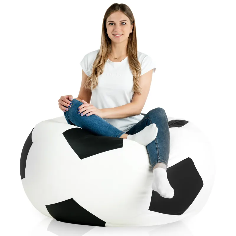 Black football bean bag pu leather