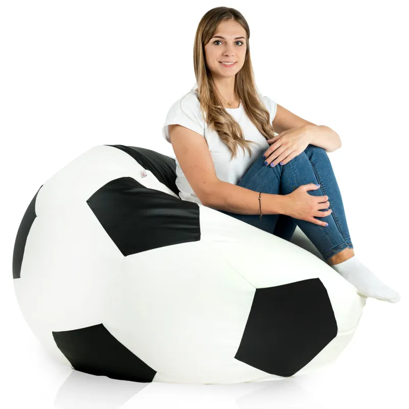 Black football bean bag pu leather