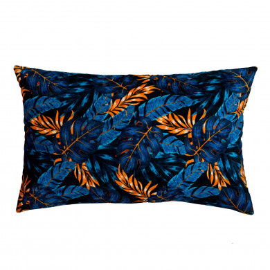 Navy blue leaves pillow rectangular 