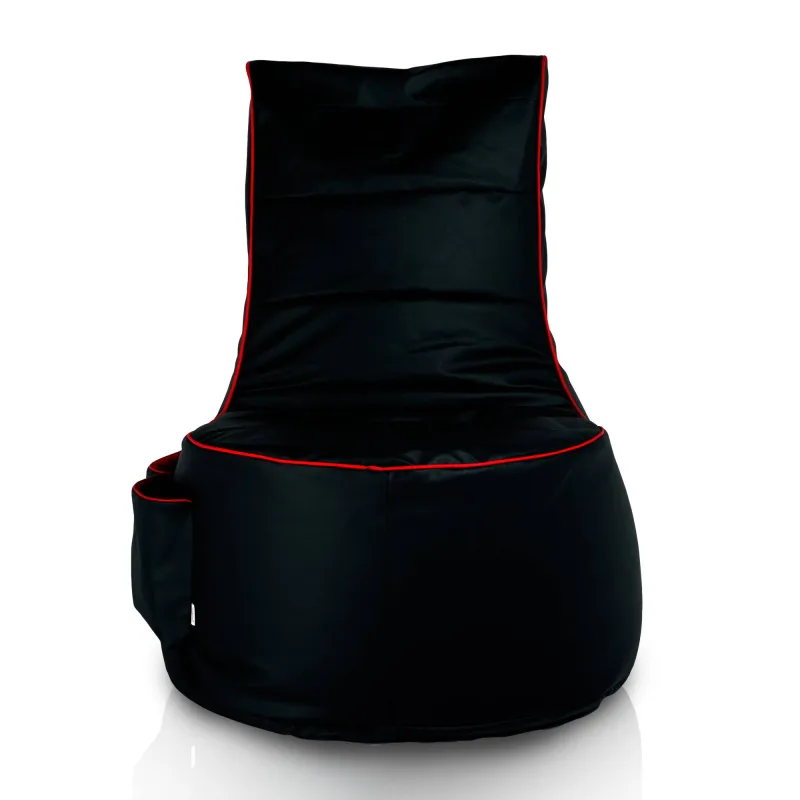 Black bean bag chair with ergonomic design for gaming comfort