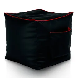 Gaming Black pouf square - Faux Leather