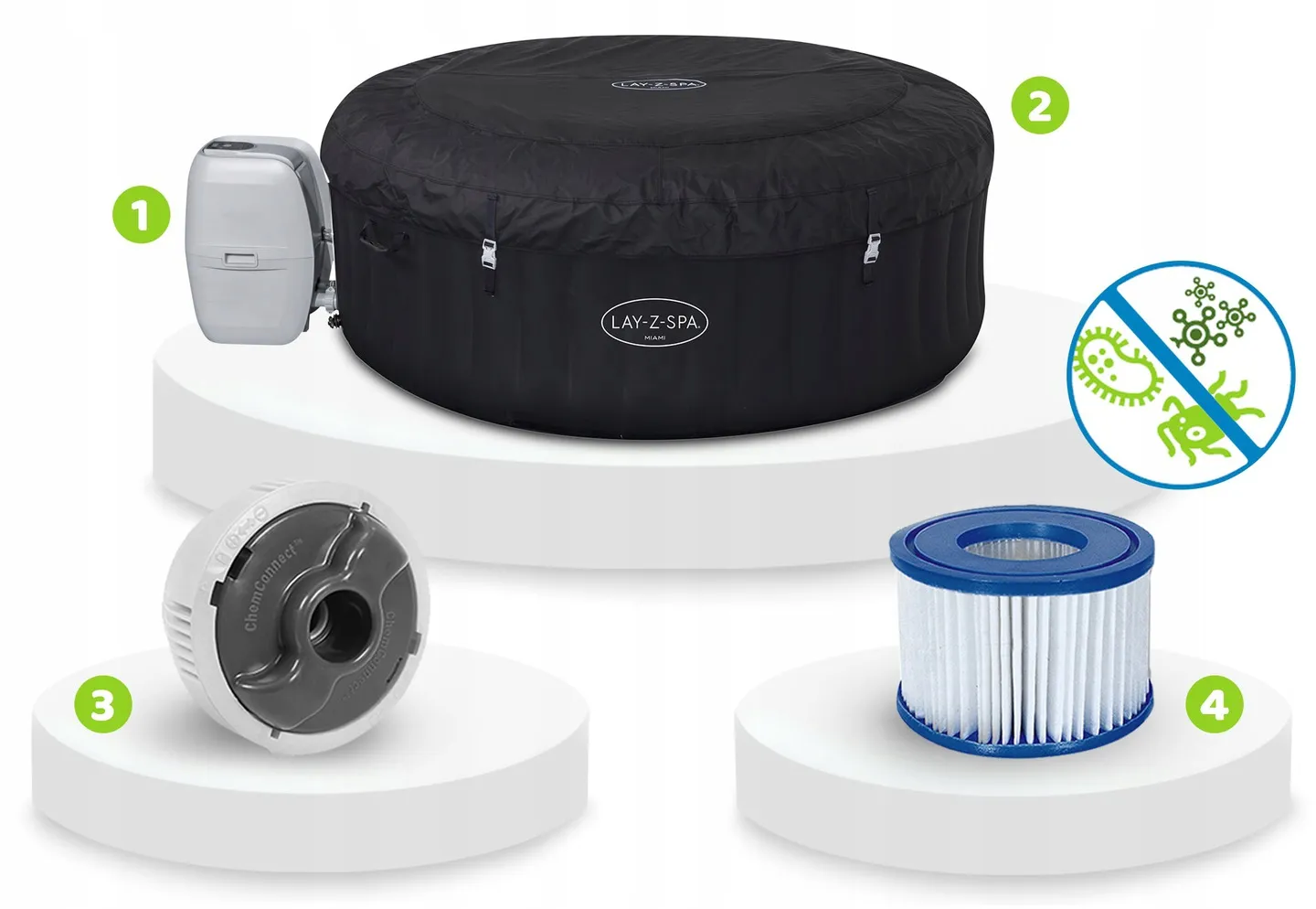 Inflatable Hot Tub Lay-Z Miami 4-Person Bestway 60001 - 7