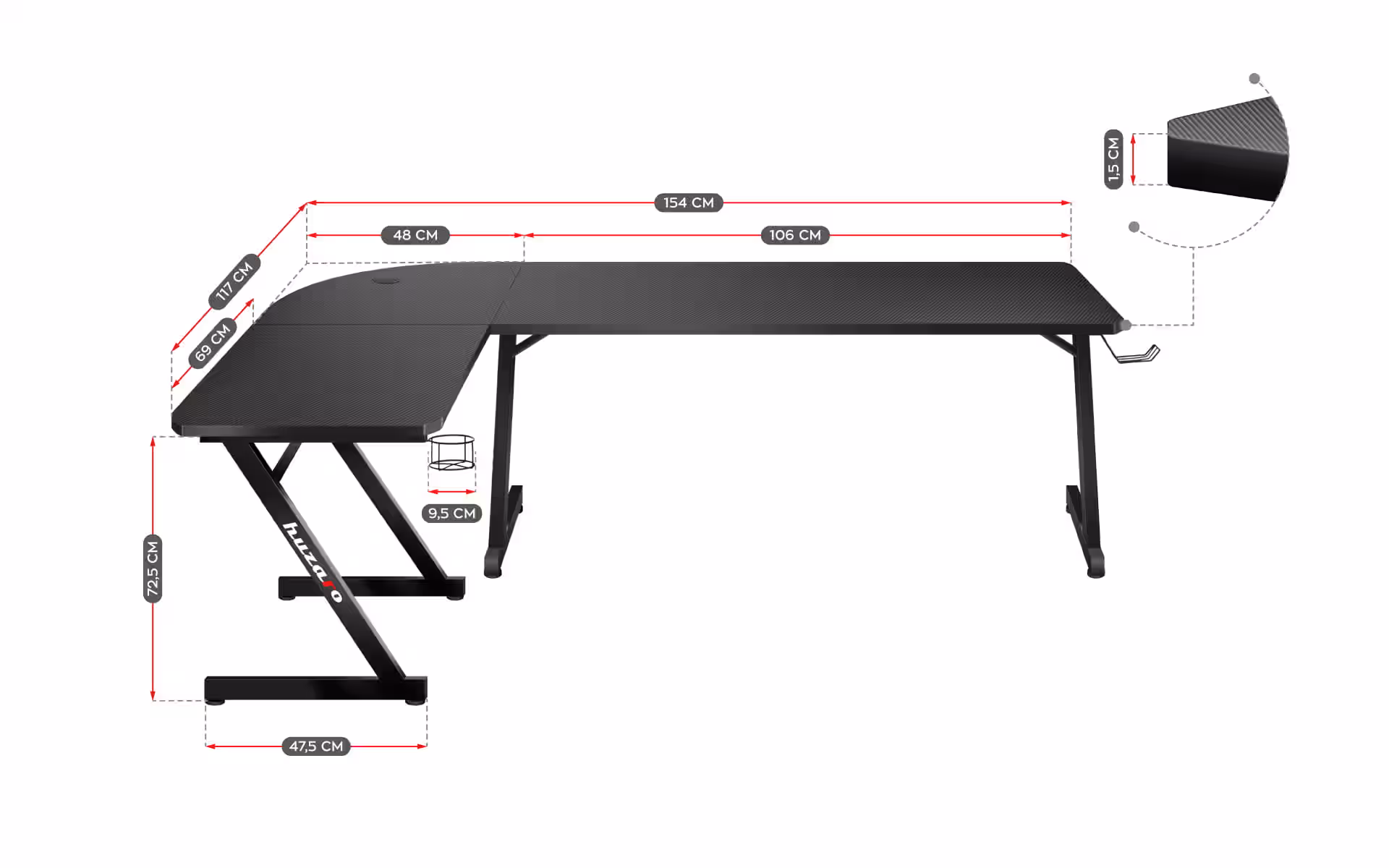 Huzaro Hero 7.0 dimensions