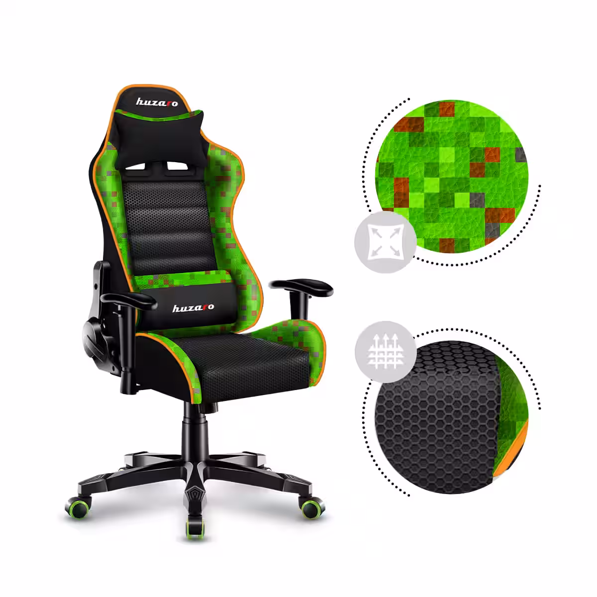 Right angle view of the Huzaro Ranger 6.0 Pixel chair with fabrics
