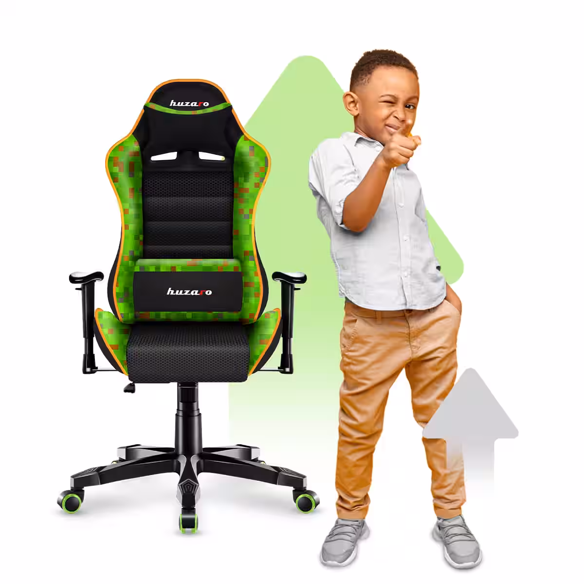 Front view of the Huzaro Ranger 6.0 gaming chair with a girl