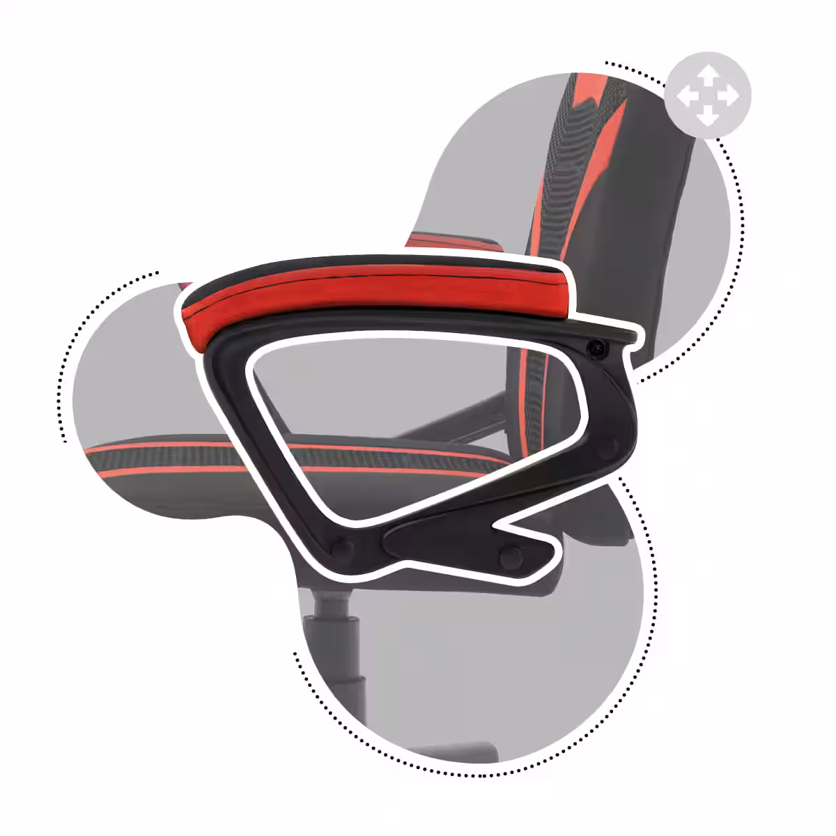 Armrest of the Huzaro Ranger 1.0 Red Mesh chair