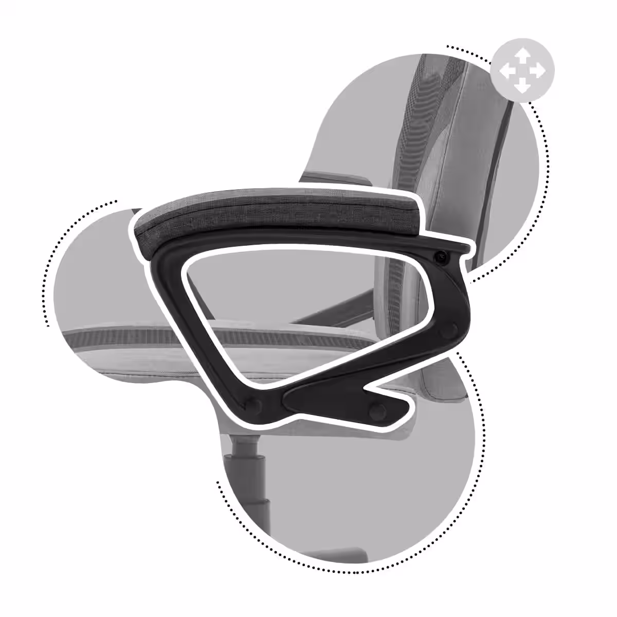 Left side of Ranger 1.0 Grey Mesh chair
