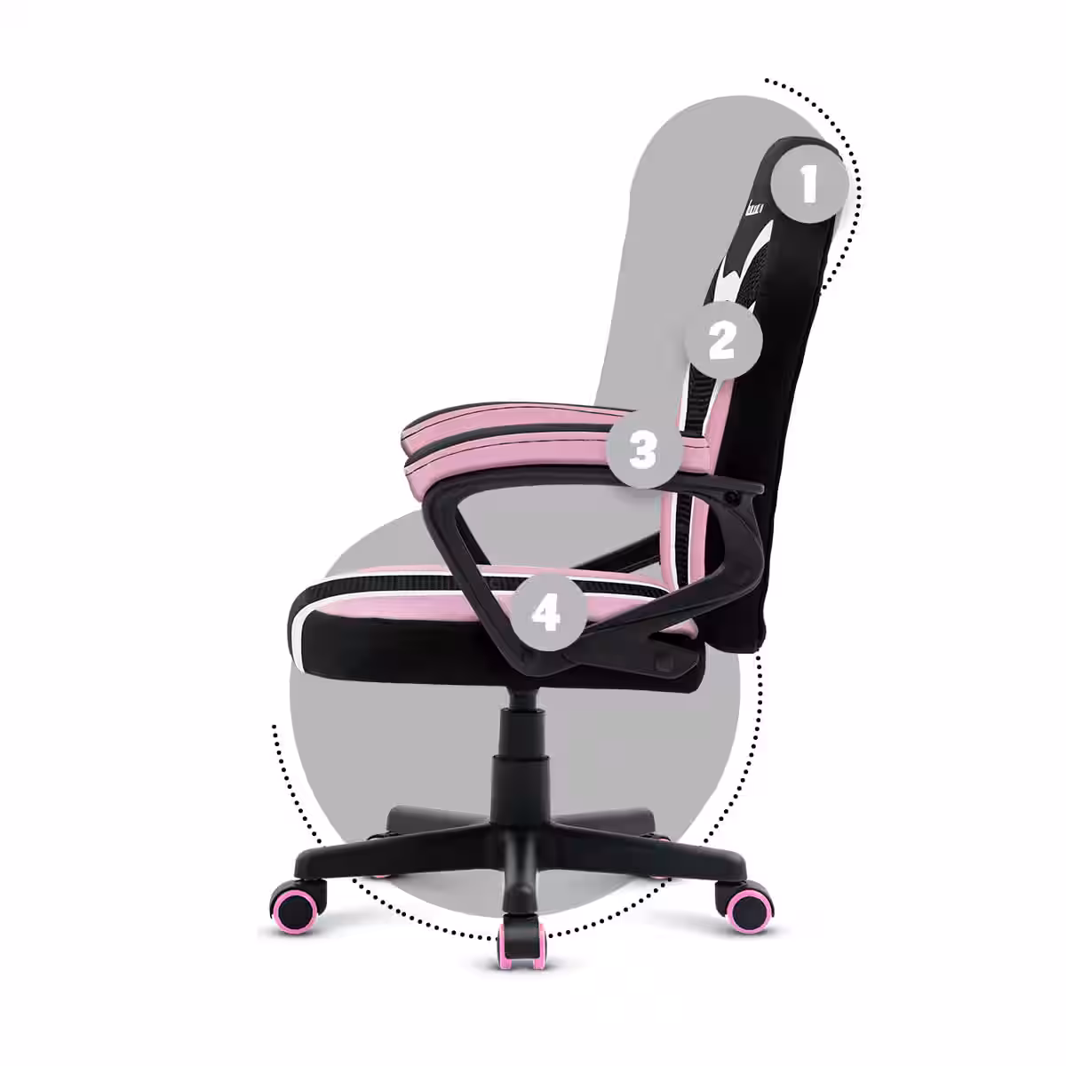 Left side of the Huzaro Ranger 1.0 Pink chair