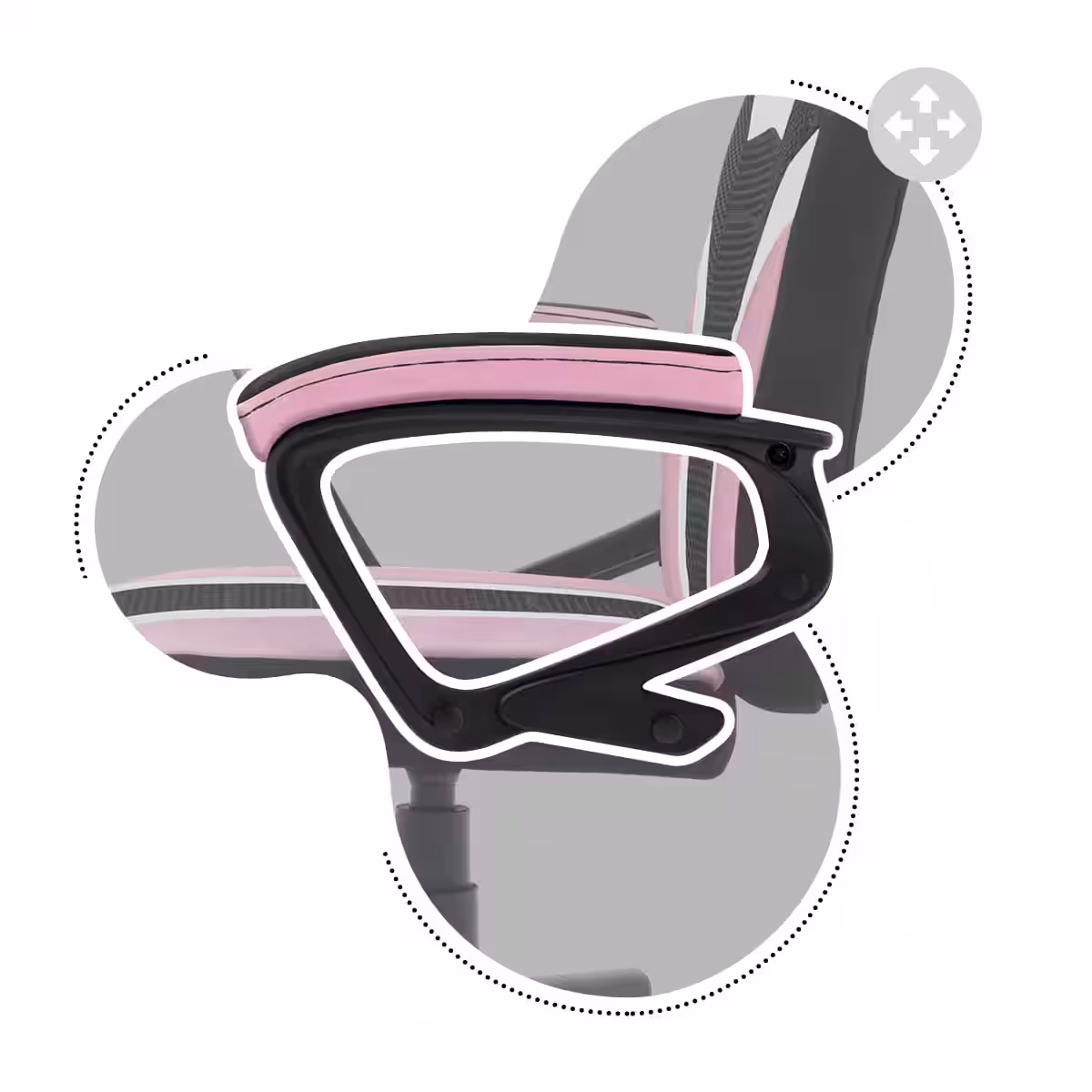 Left side of the children’s gaming chair Ranger 1.0 Pink Mesh
