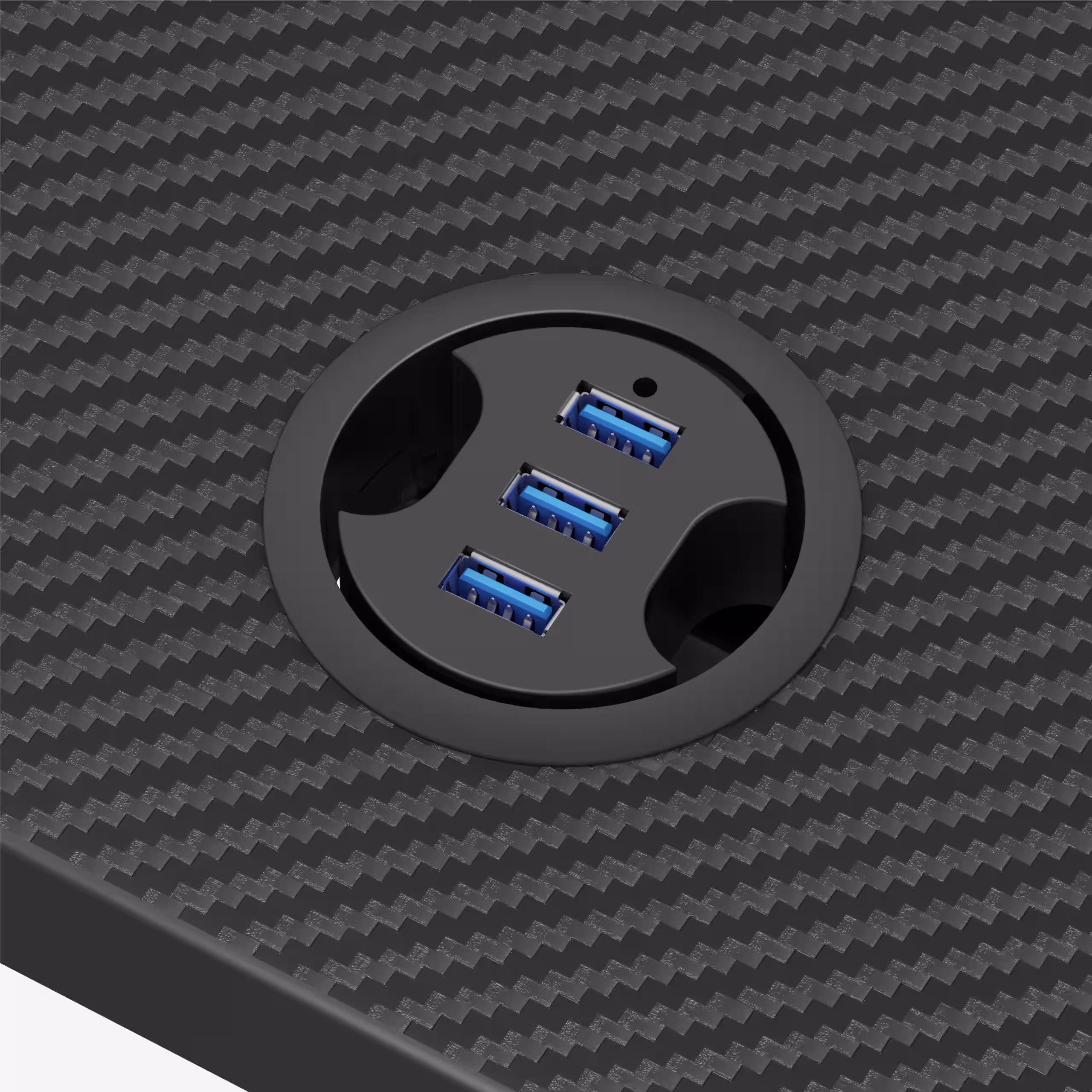 USB hub and cable grommets