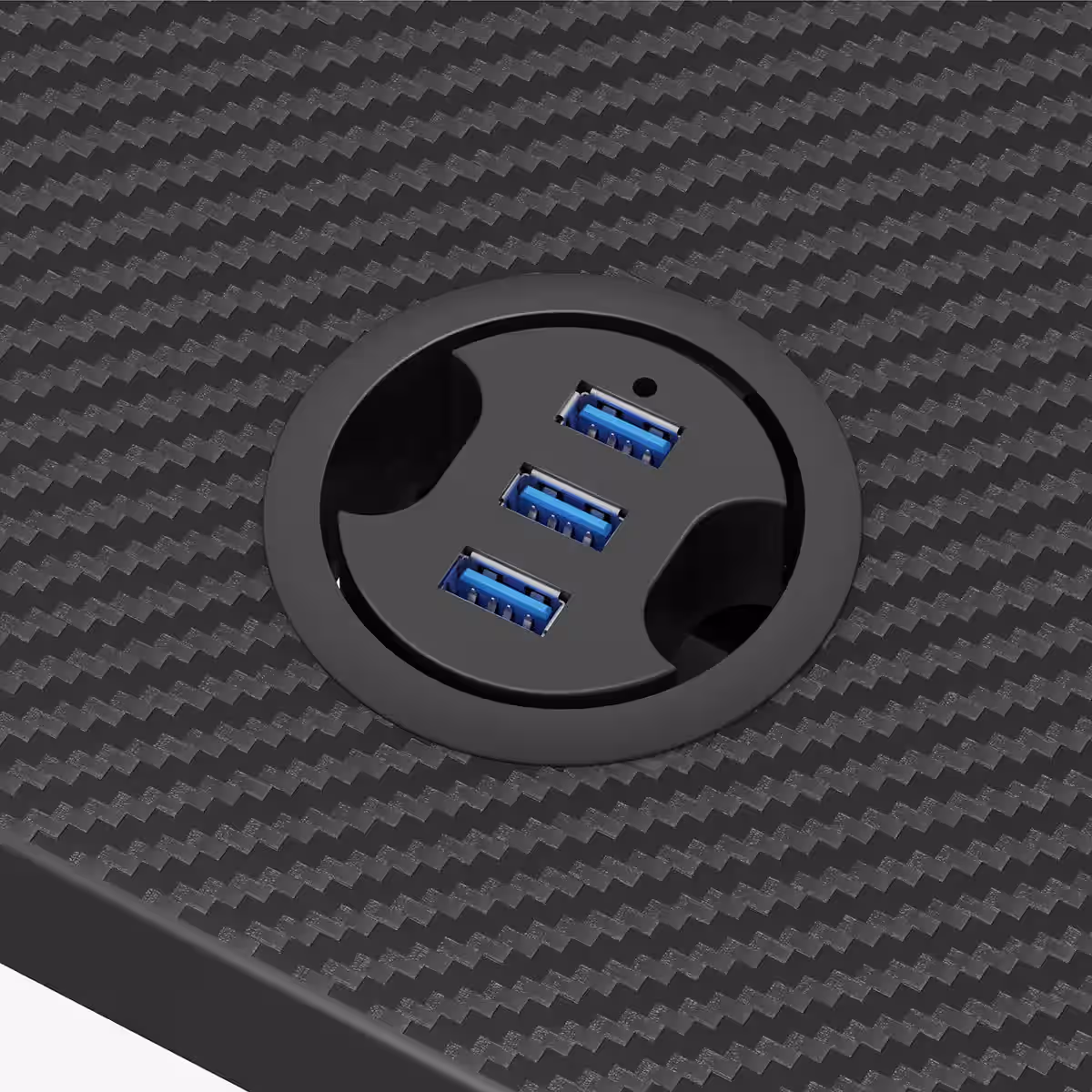 USB hub hidden in cable grommet