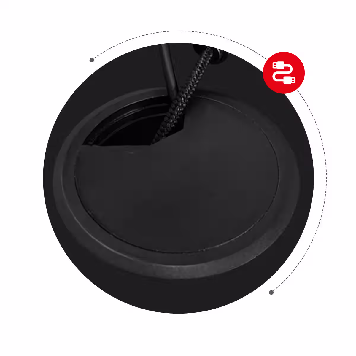 Cable grommets in the Hero 1.8 Black desk desktop