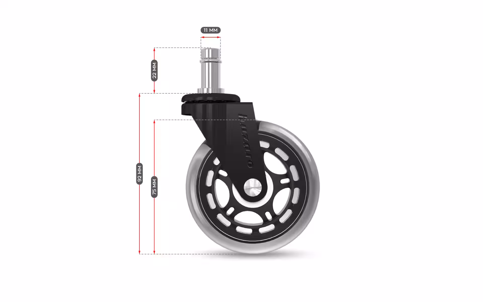 Casters 2.0 Black wheels dimensions