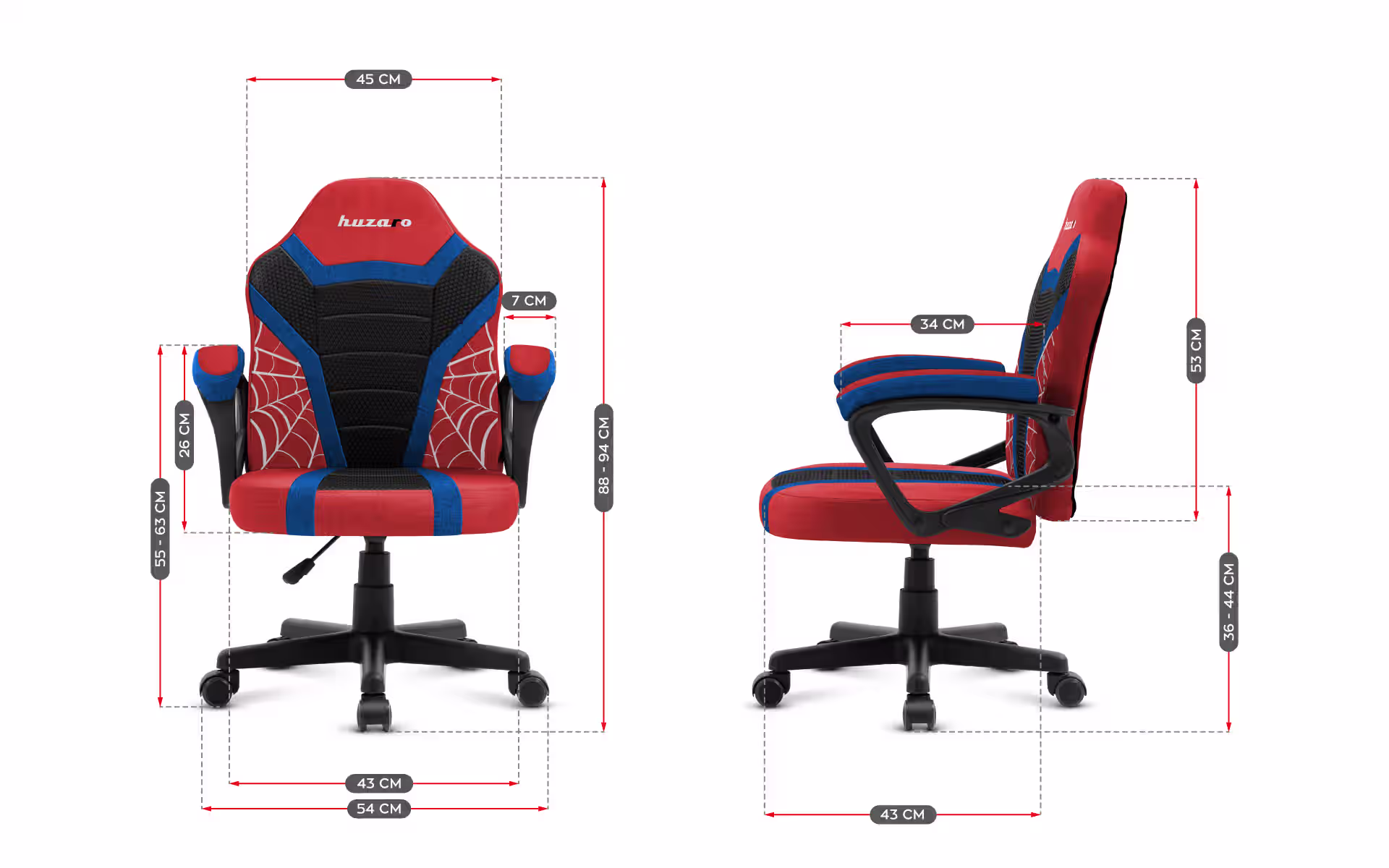 Dimensions of the Ranger 1.0 Spider chair