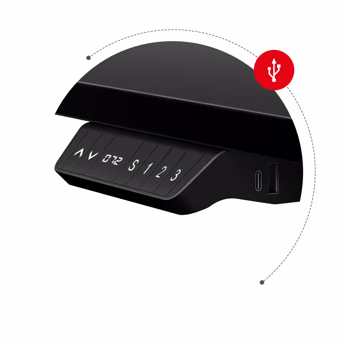 USB and C ports in the Huzaro Hero 9.1 desk