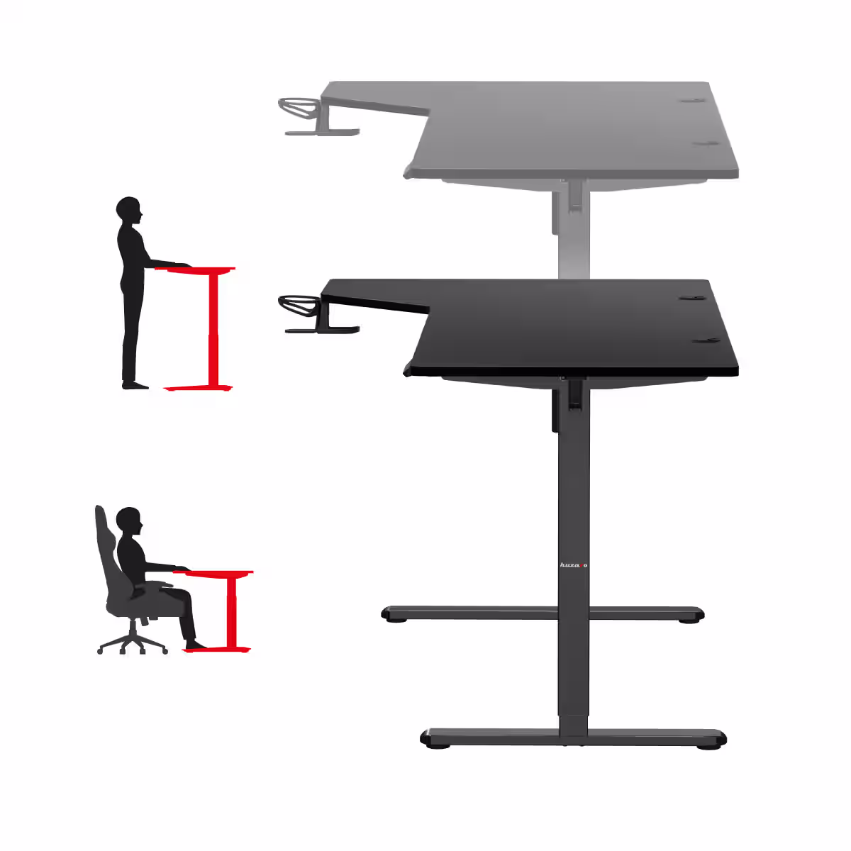 Height adjustment of the Huzaro Hero 9.1 desktop