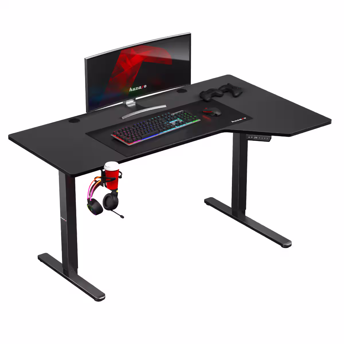 Huzaro Hero 9.1 with accessories on the desktop