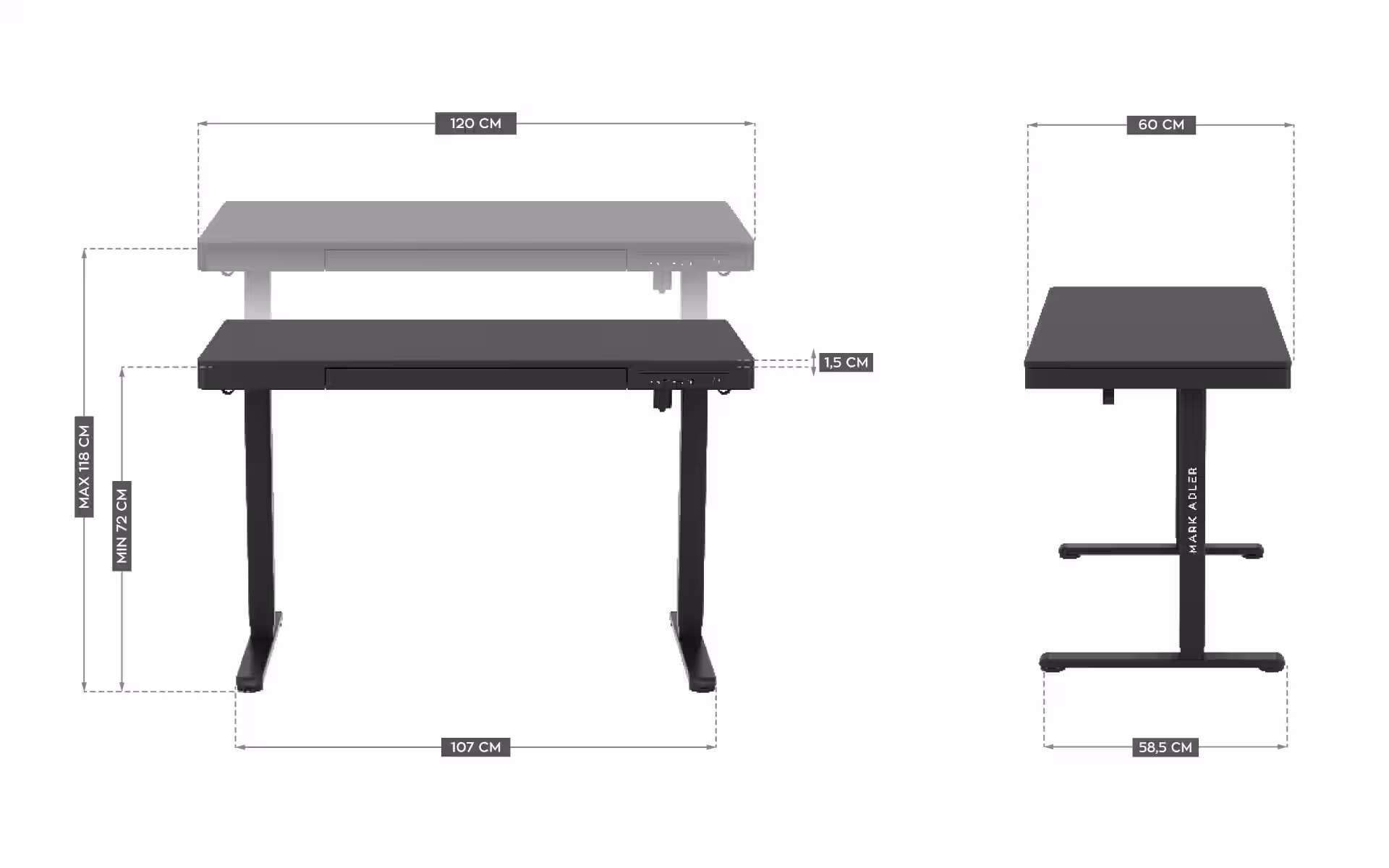 Hero 8.2 desk dimensions