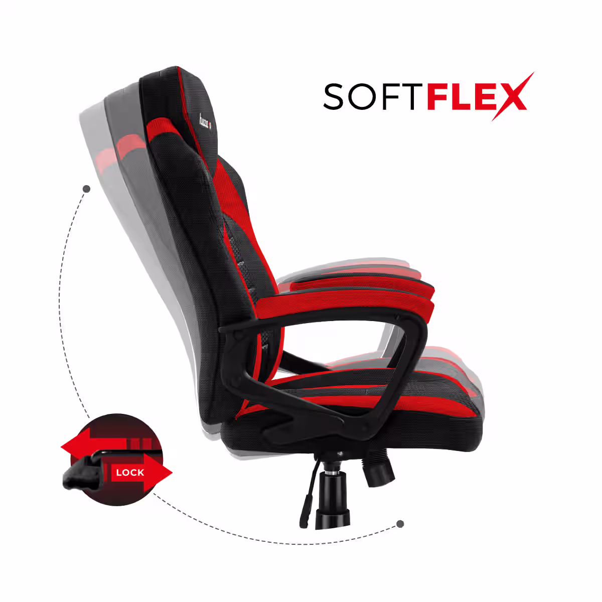 Huzaro Force 2.5 Red Mesh gaming chair - rocking mechanism