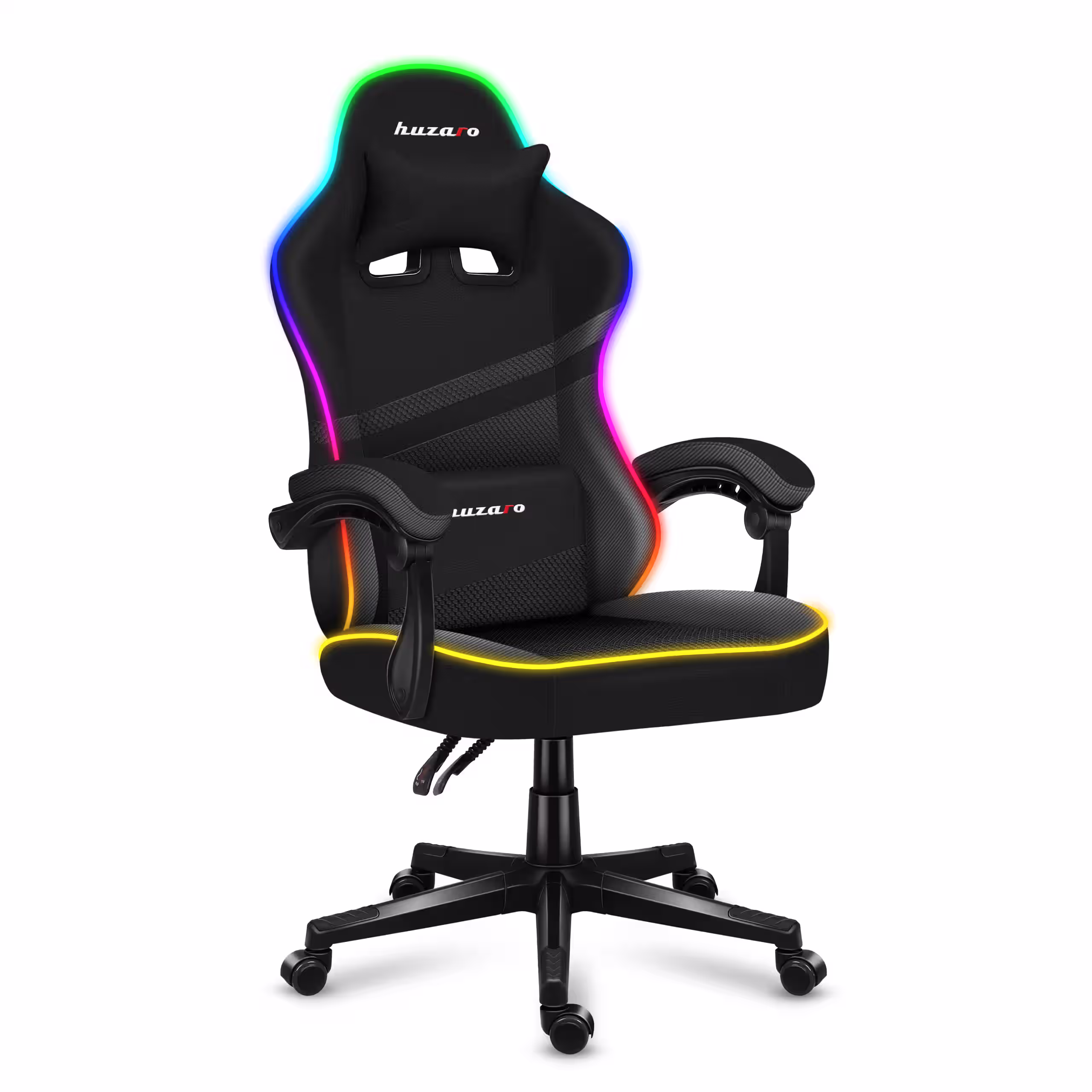 Huzaro Force 4.4 RGB Black gaming chair angled view