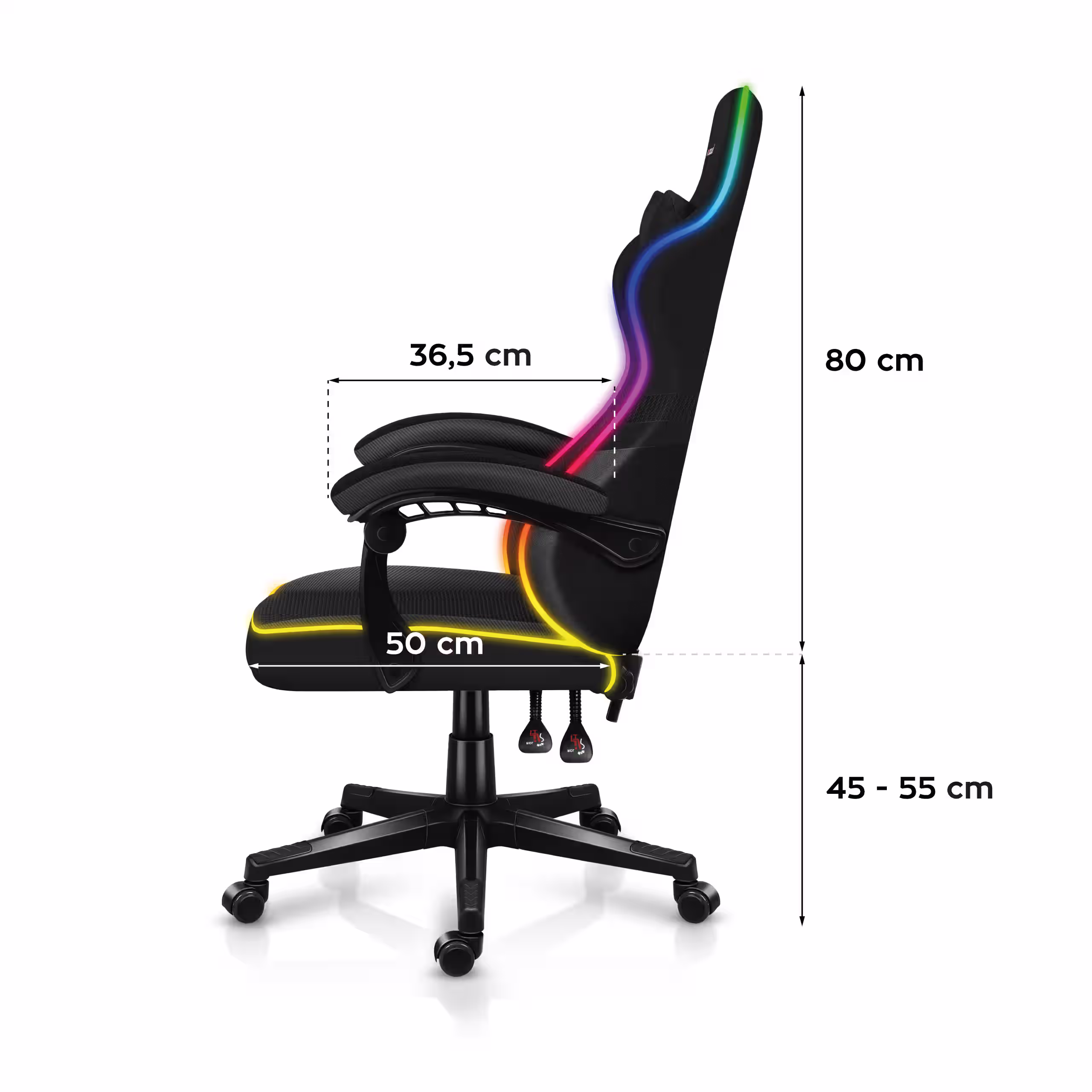 Huzaro Force 4.4 RGB Mesh chair dimensions