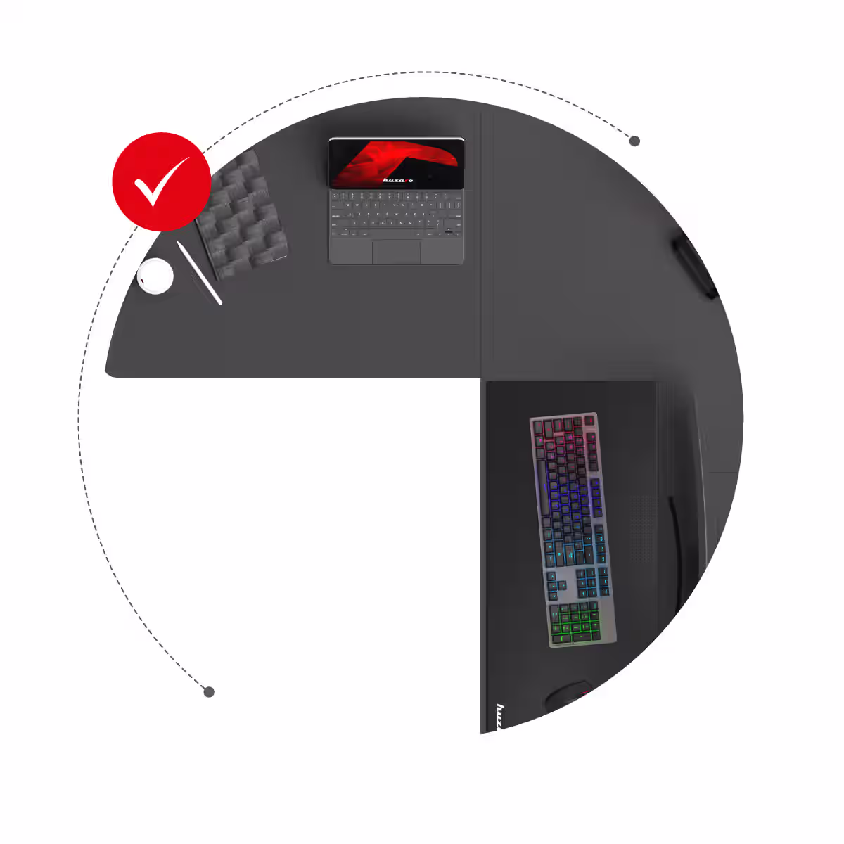 Top view of Huzaro Hero 9.5 gaming desk