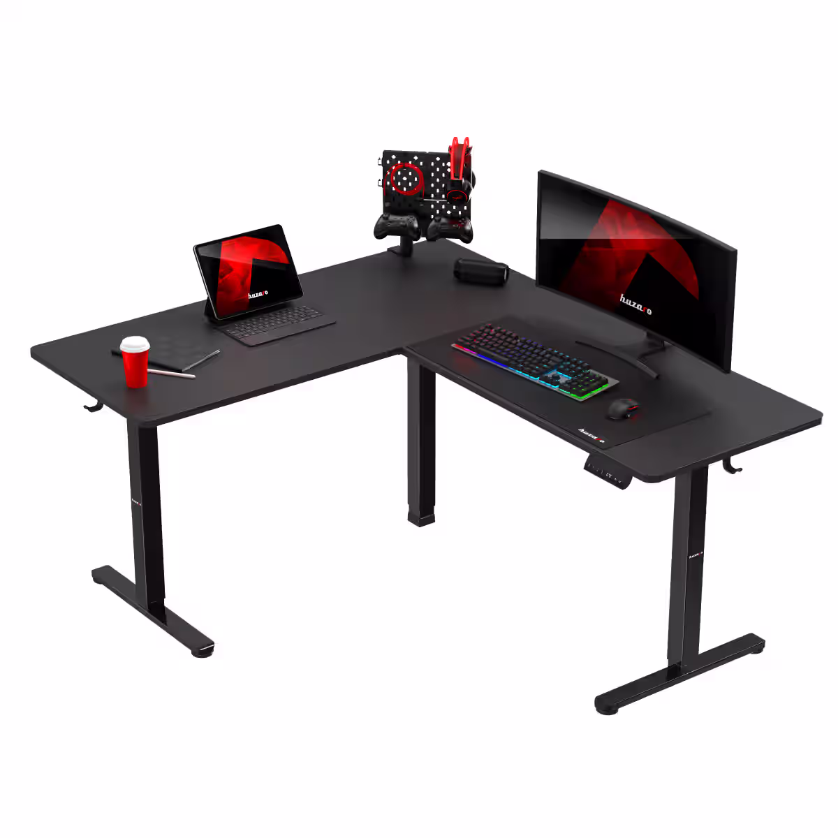Huzaro Hero 9.5 corner desk with peripherals