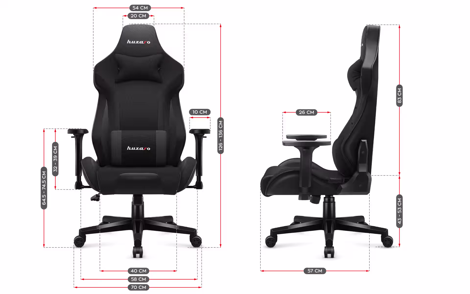 Dimensions of Huzaro Force 7.6 Grey chair
