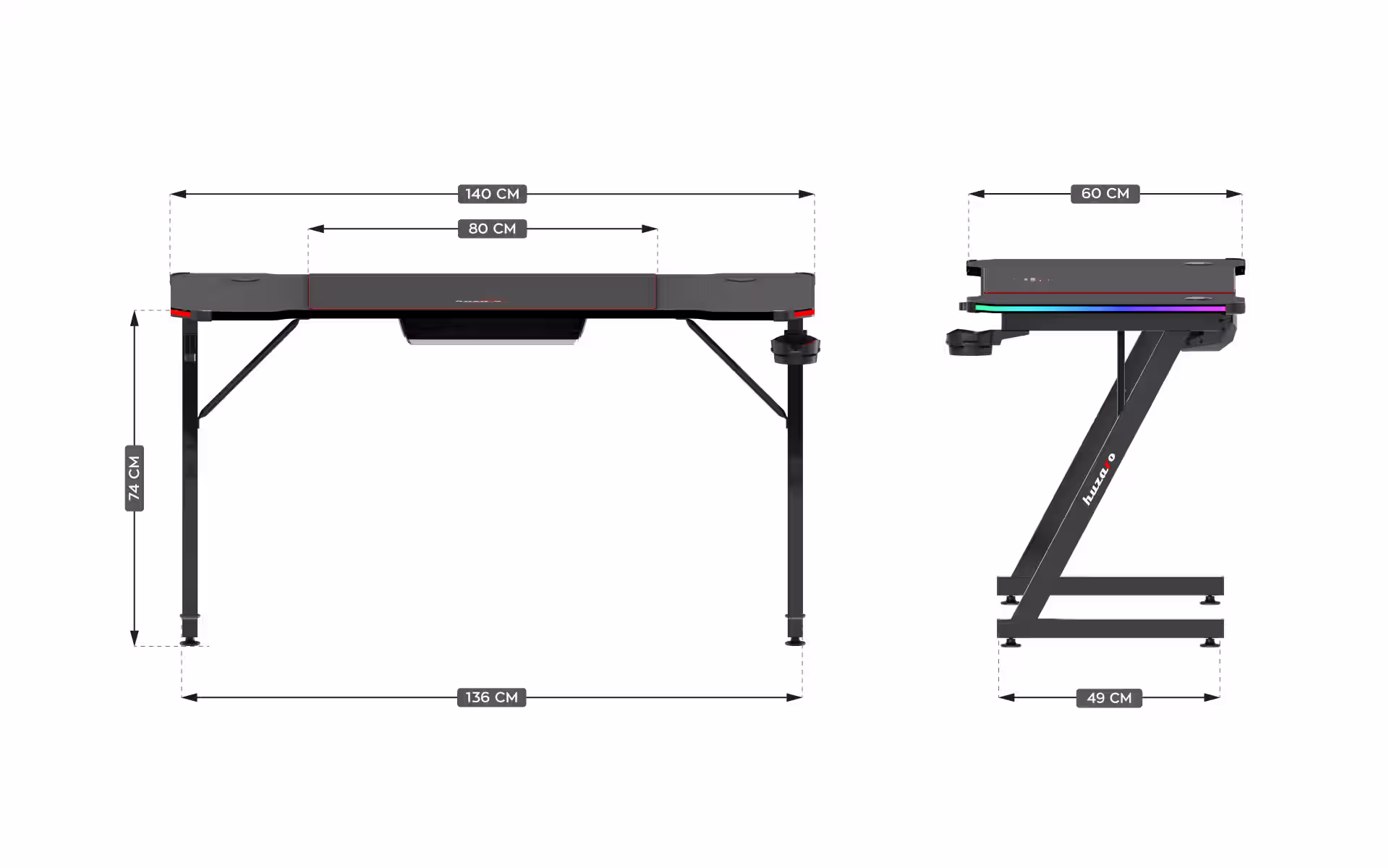 Hero 3.3 RGB desk dimensions