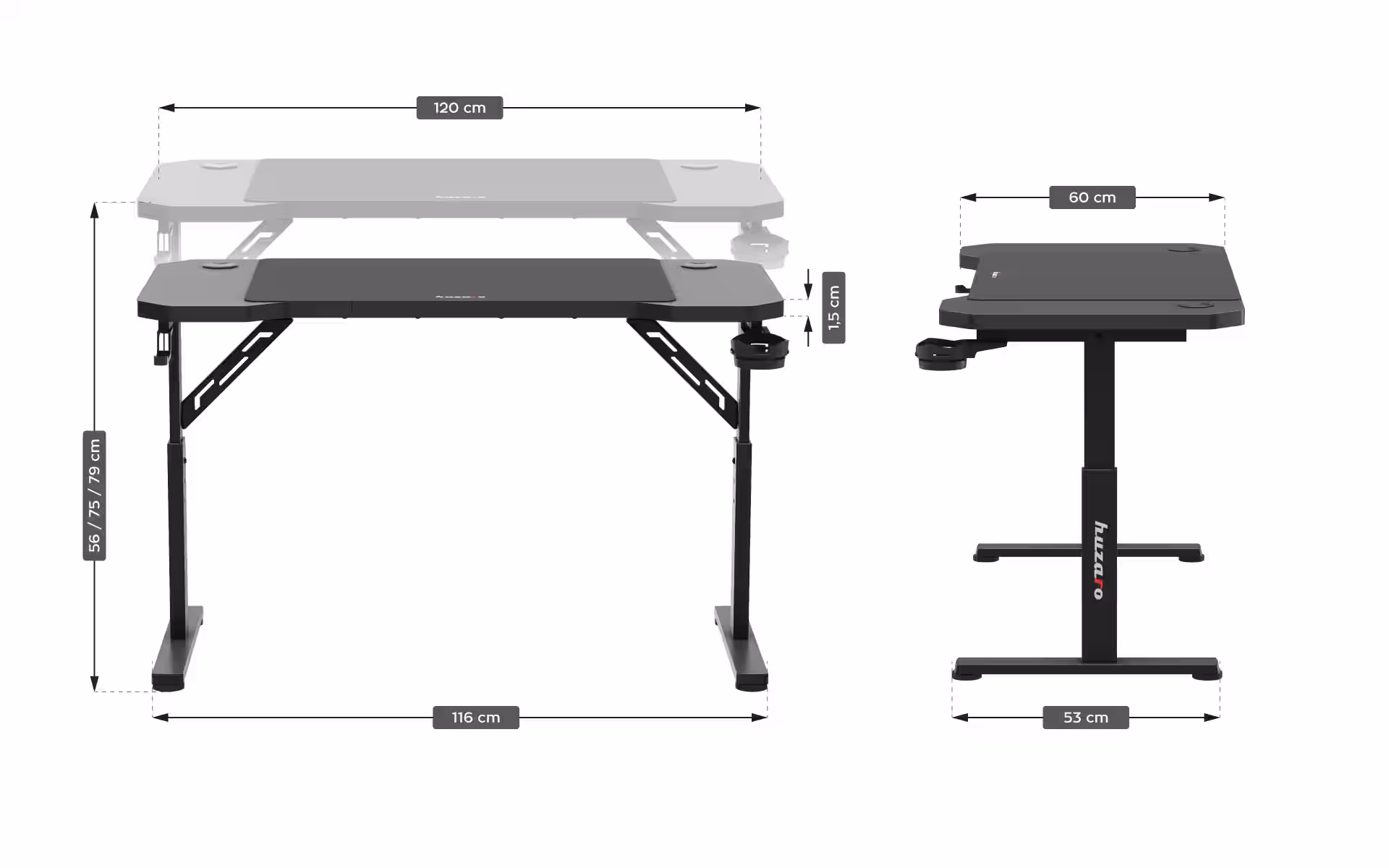 Hero 2.6 desk dimensions