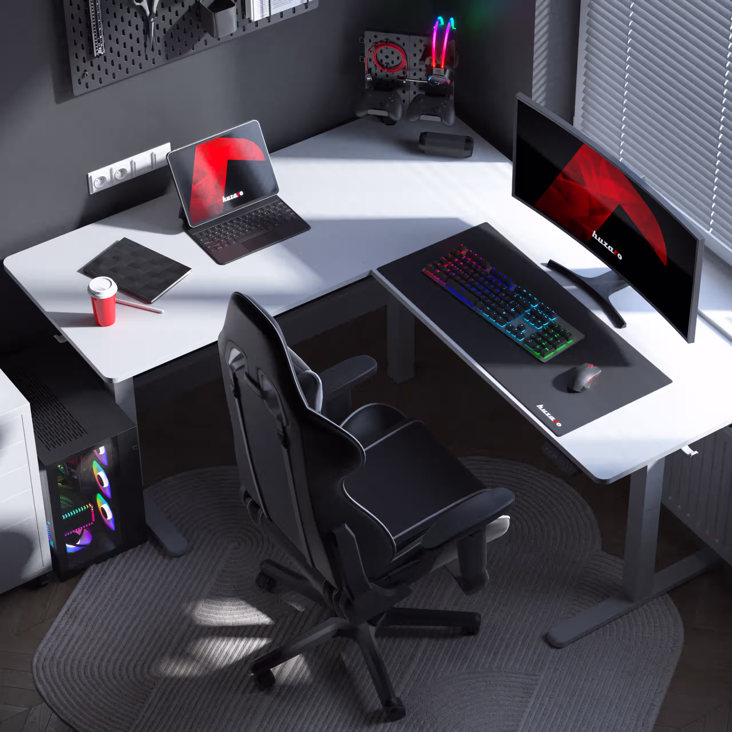 Huzaro Hero 9.5 electric gaming desk visualisation
