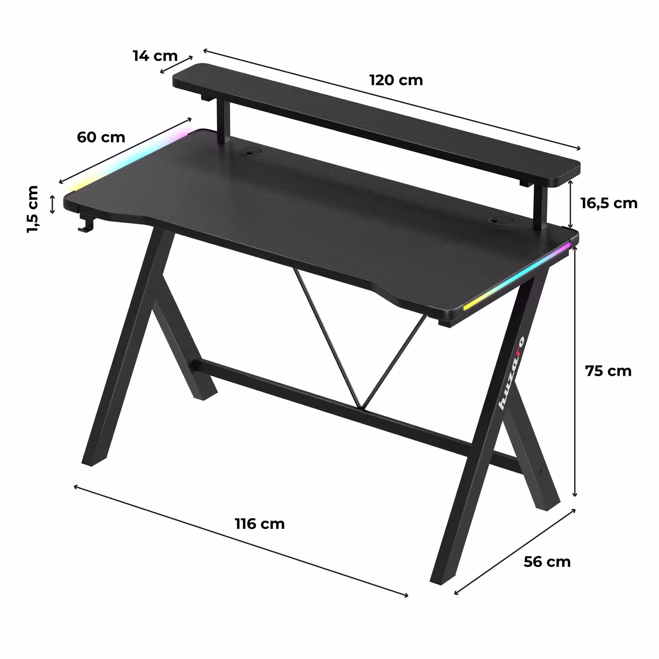 Hero 1.9 desk dimensions