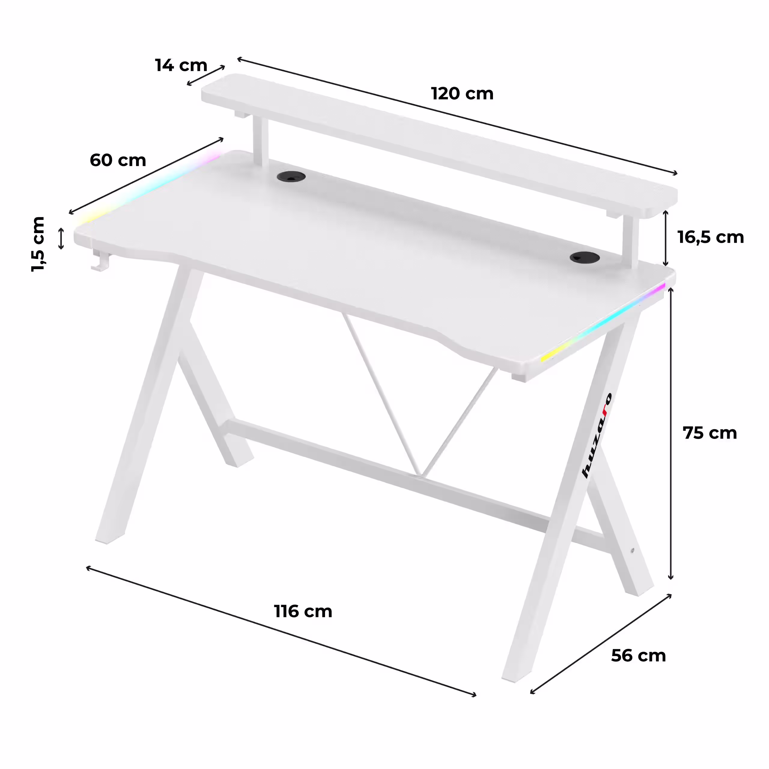 Hero 1.9 desk dimensions