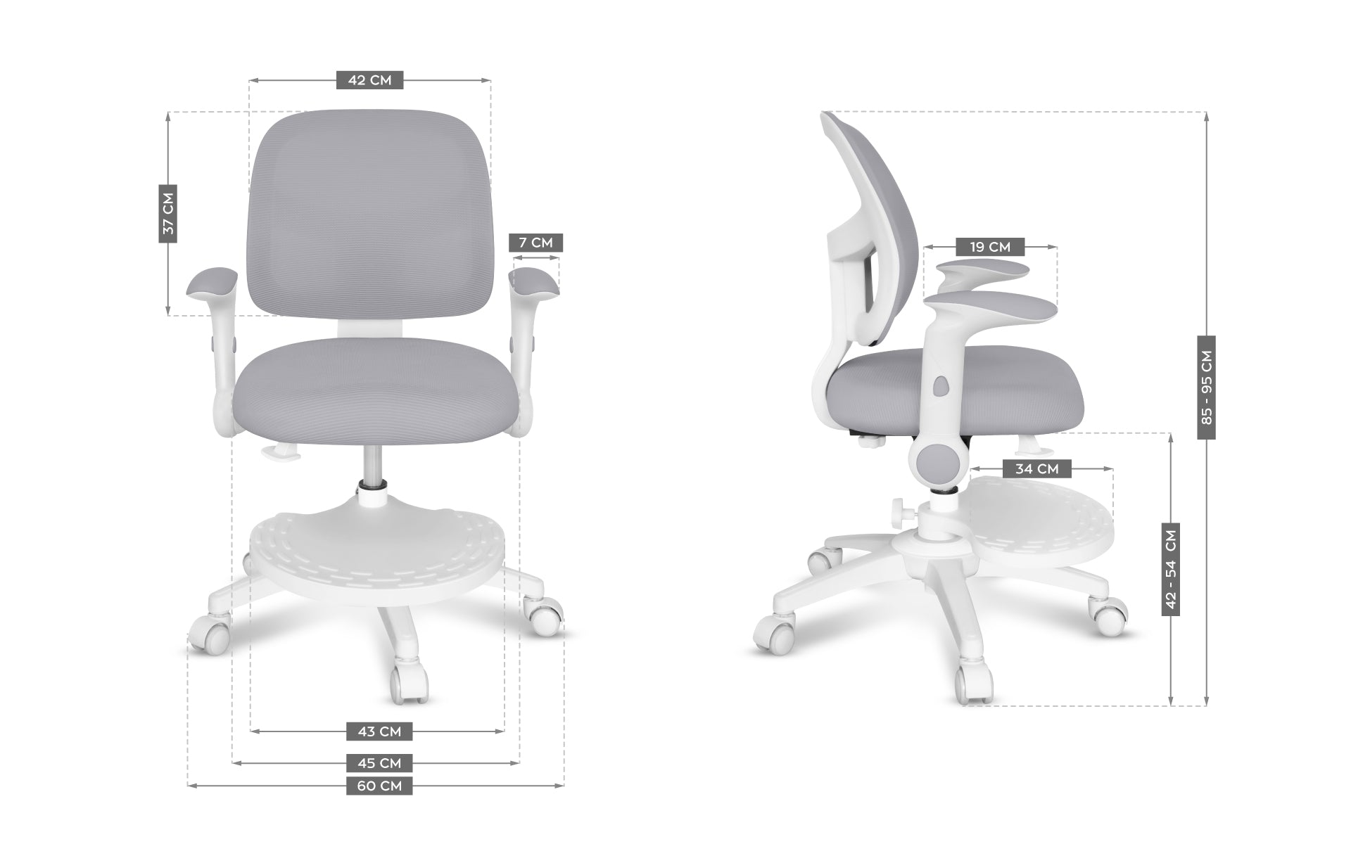Dimensions of Mark Adler Junior 5.0 Grey chair