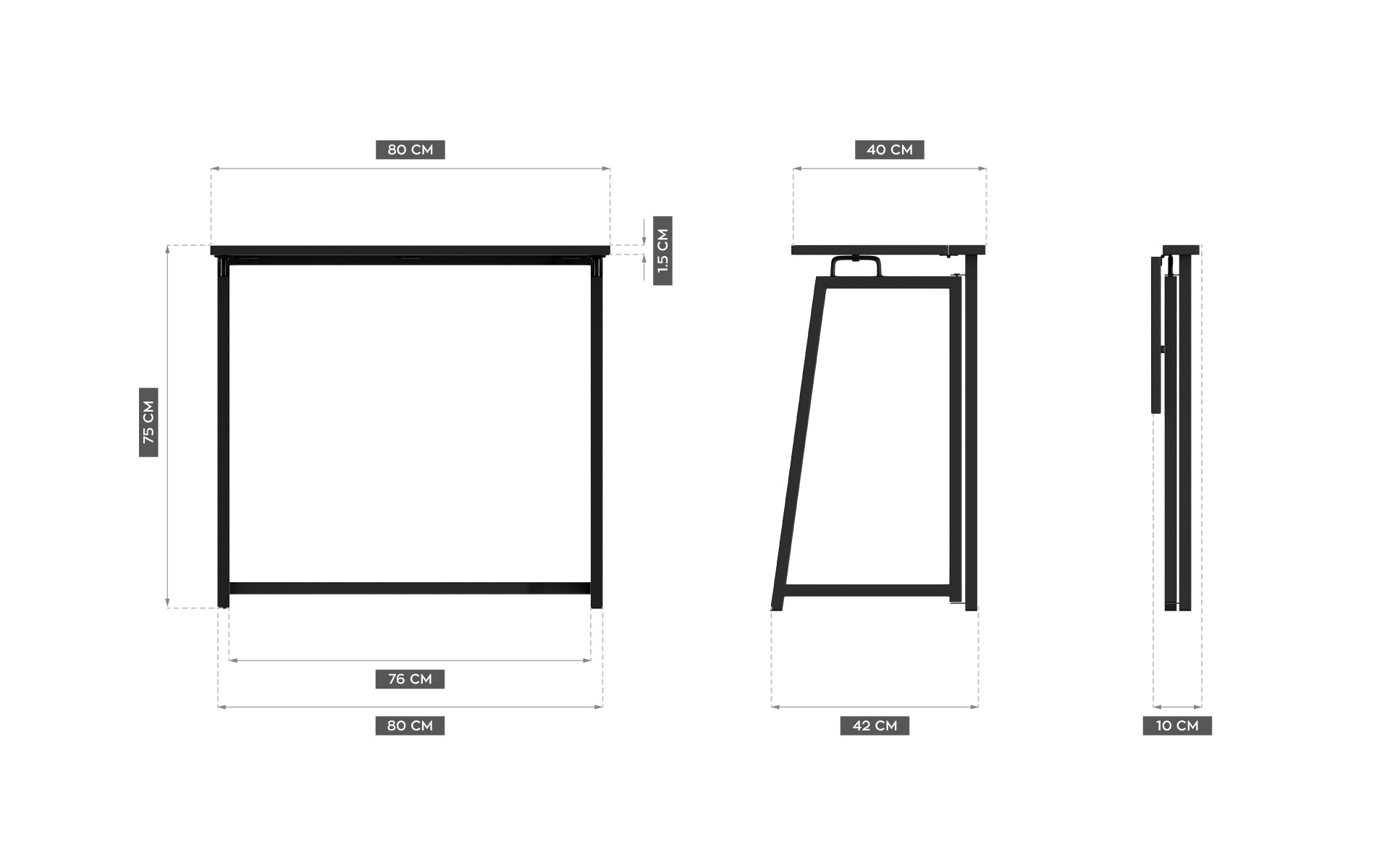 Dimensions of electric desk Left side of the electric desk Mark Adler Leader 7.0