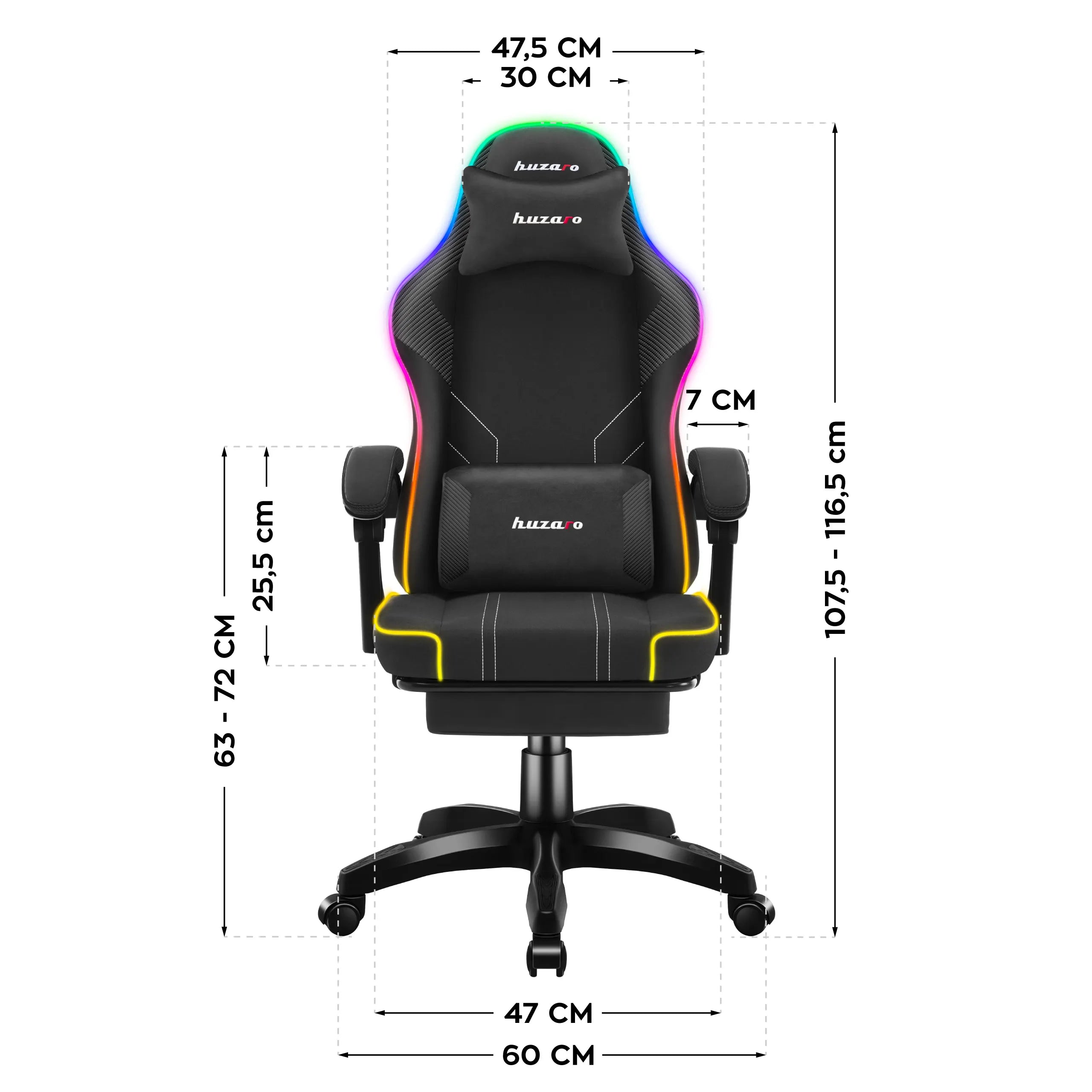 Dimensions of the Huzaro Force 3.7 chair