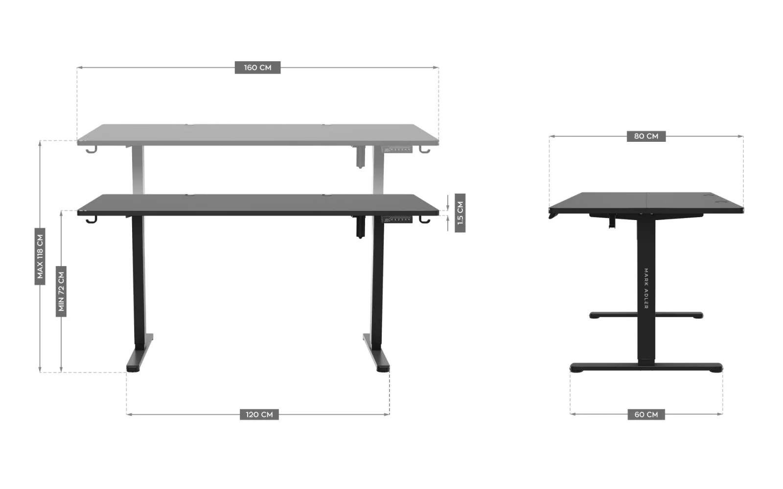 Industrial Desk Leader 7.6 Dimensions